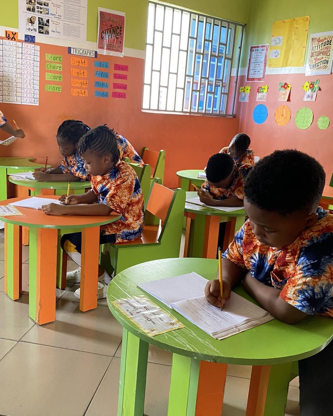 student reading in classroom